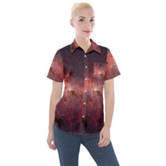 Milky-way-galaksi Women s Short Sleeve Pocket Shirt