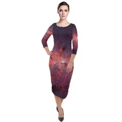 Milky-way-galaksi Quarter Sleeve Midi Velour Bodycon Dress by nate14shop