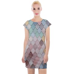 Tiles-shapes Cap Sleeve Bodycon Dress