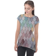 Tiles-shapes Cap Sleeve High Low Top by nate14shop