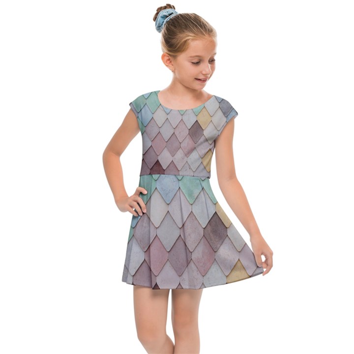 Tiles-shapes Kids  Cap Sleeve Dress