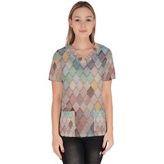 Tiles-shapes Women s V-neck Scrub Top by nate14shop