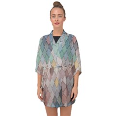 Tiles-shapes Half Sleeve Chiffon Kimono