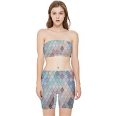 Tiles-shapes Stretch Shorts And Tube Top Set