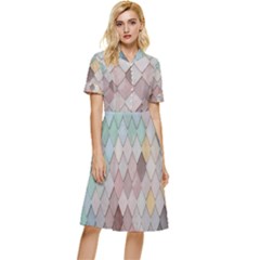 Tiles-shapes Button Top Knee Length Dress