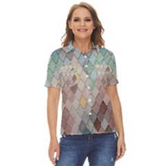 Tiles-shapes Women s Short Sleeve Double Pocket Shirt