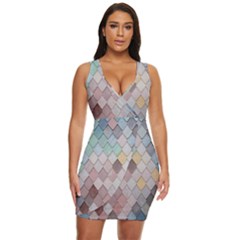 Tiles-shapes Draped Bodycon Dress