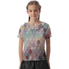 Tiles-shapes Kids  Frill Chiffon Blouse by nate14shop