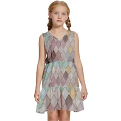 Tiles-shapes Kids  Sleeveless Tiered Mini Dress