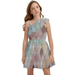 Tiles-shapes Kids  One Shoulder Party Dress