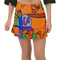 Graffiti 1 Fishtail Mini Chiffon Skirt