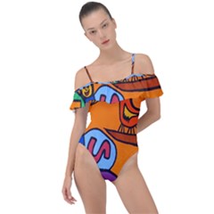 Graffiti 1 Frill Detail One Piece Swimsuit by nate14shop