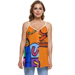 Graffiti 1 Casual Spaghetti Strap Chiffon Top