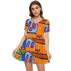 Graffiti 1 Tiered Short Sleeve Babydoll Dress