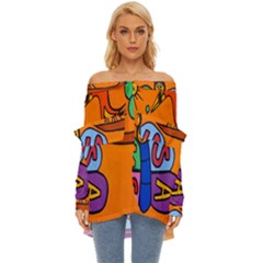 Graffiti 1 Off Shoulder Chiffon Pocket Shirt