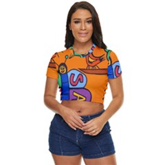 Graffiti 1 Side Button Cropped Tee