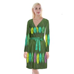 Dandelions Long Sleeve Velvet Front Wrap Dress by nate14shop