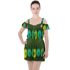 Dandelions Ruffle Cut Out Chiffon Playsuit