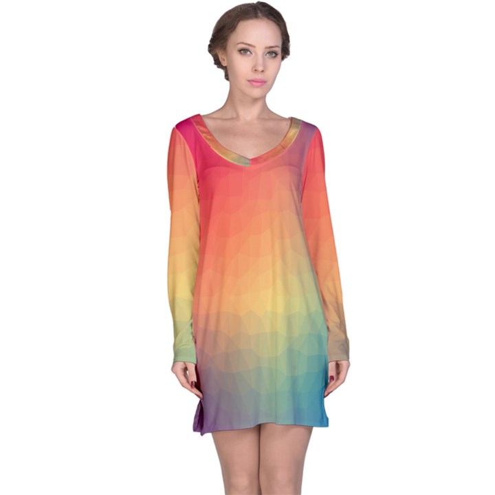 Colorful Rainbow Long Sleeve Nightdress