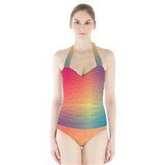 Colorful Rainbow Halter Swimsuit by artworkshop