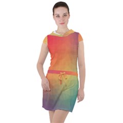 Colorful Rainbow Drawstring Hooded Dress