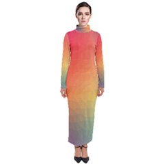 Colorful Rainbow Turtleneck Maxi Dress