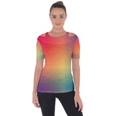 Colorful Rainbow Shoulder Cut Out Short Sleeve Top by artworkshop