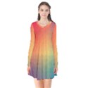 Colorful Rainbow Long Sleeve V-neck Flare Dress View1