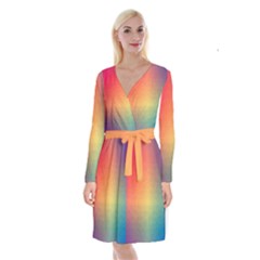 Colorful Rainbow Long Sleeve Velvet Front Wrap Dress by artworkshop