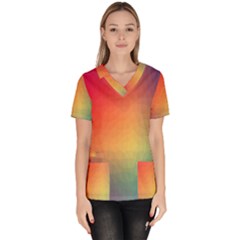 Colorful Rainbow Women s V-neck Scrub Top by artworkshop