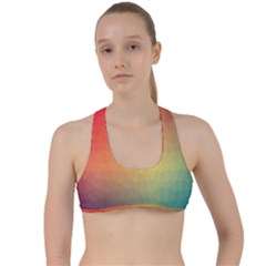 Colorful Rainbow Criss Cross Racerback Sports Bra by artworkshop