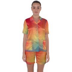 Colorful Rainbow Satin Short Sleeve Pajamas Set by artworkshop