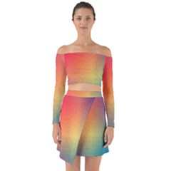 Colorful Rainbow Off Shoulder Top With Skirt Set by artworkshop