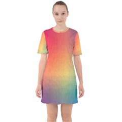 Colorful Rainbow Sixties Short Sleeve Mini Dress by artworkshop