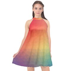 Colorful Rainbow Halter Neckline Chiffon Dress  by artworkshop