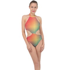 Colorful Rainbow Halter Side Cut Swimsuit by artworkshop