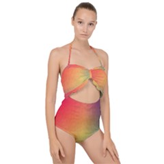 Colorful Rainbow Scallop Top Cut Out Swimsuit by artworkshop