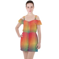 Colorful Rainbow Ruffle Cut Out Chiffon Playsuit by artworkshop