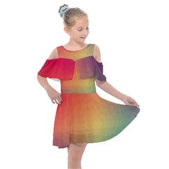 Colorful Rainbow Kids  Shoulder Cutout Chiffon Dress by artworkshop