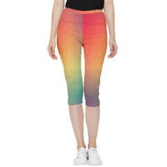 Colorful Rainbow Inside Out Lightweight Velour Capri Leggings 