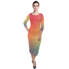 Colorful Rainbow Quarter Sleeve Midi Velour Bodycon Dress by artworkshop