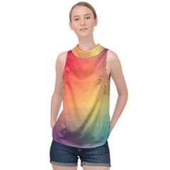 Colorful Rainbow High Neck Satin Top by artworkshop