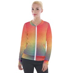 Colorful Rainbow Velvet Zip Up Jacket