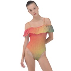 Colorful Rainbow Frill Detail One Piece Swimsuit by artworkshop