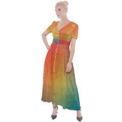 Colorful Rainbow Button Up Short Sleeve Maxi Dress by artworkshop