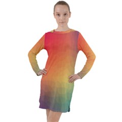 Colorful Rainbow Long Sleeve Hoodie Dress by artworkshop