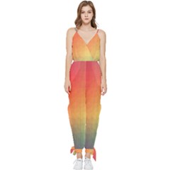 Colorful Rainbow Sleeveless Tie Ankle Chiffon Jumpsuit by artworkshop