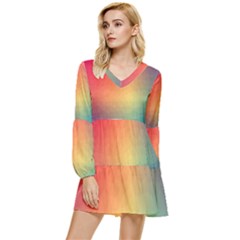 Colorful Rainbow Tiered Long Sleeve Mini Dress