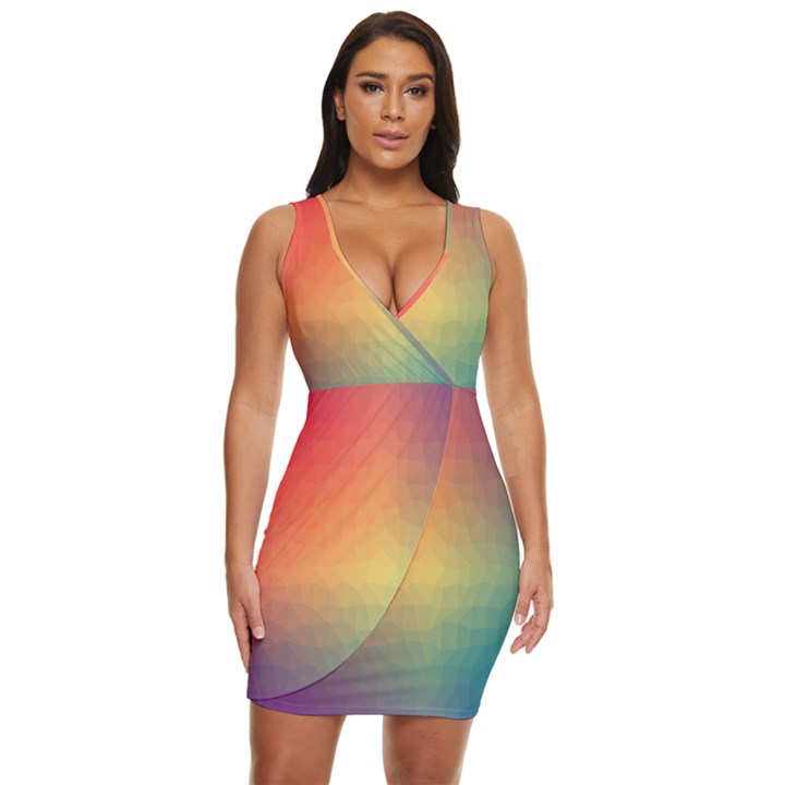 Colorful Rainbow Draped Bodycon Dress