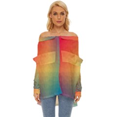 Colorful Rainbow Off Shoulder Chiffon Pocket Shirt by artworkshop